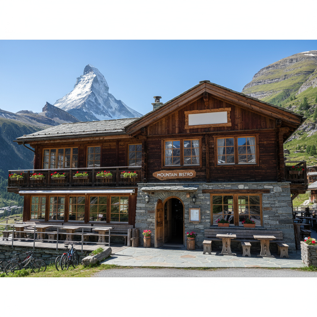 Exterior of the bistro building in Zermatt
