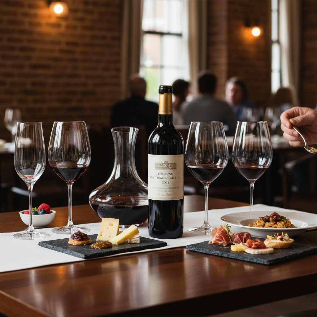 Wine glasses prepared for pairing service