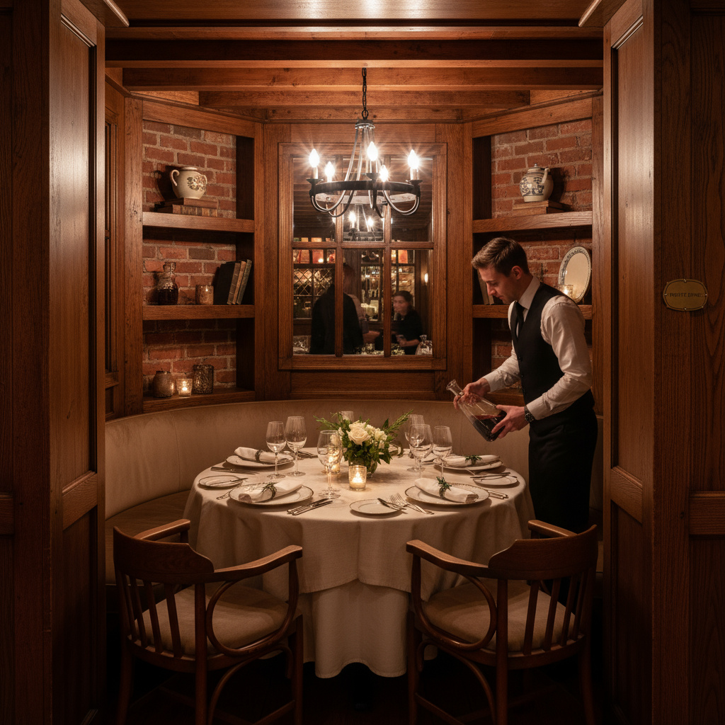 Cozy alcove arranged for intimate dinner