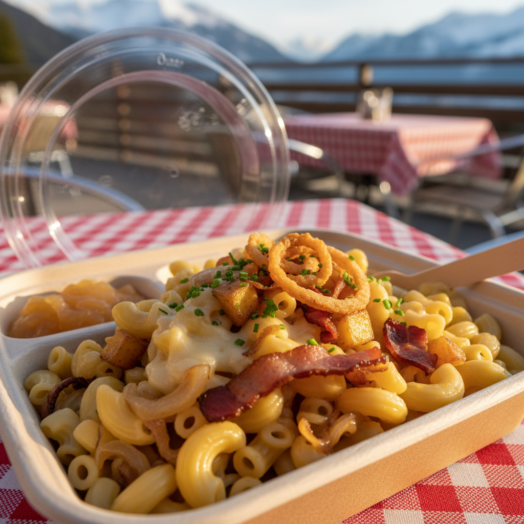 Swiss comfort dish in a to-go container